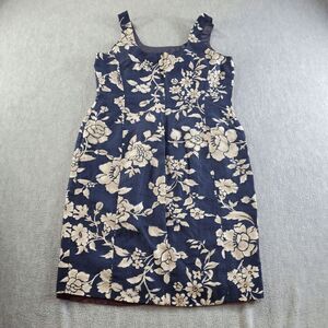 Jones New York Dress Womens 10 Blue Floral Lined Silk Sleeveless Back Zip Pencil
